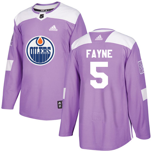 Adidas Oilers #5 Mark Fayne Purple Authentic Fights Cancer Stitched NHL Jersey - Click Image to Close